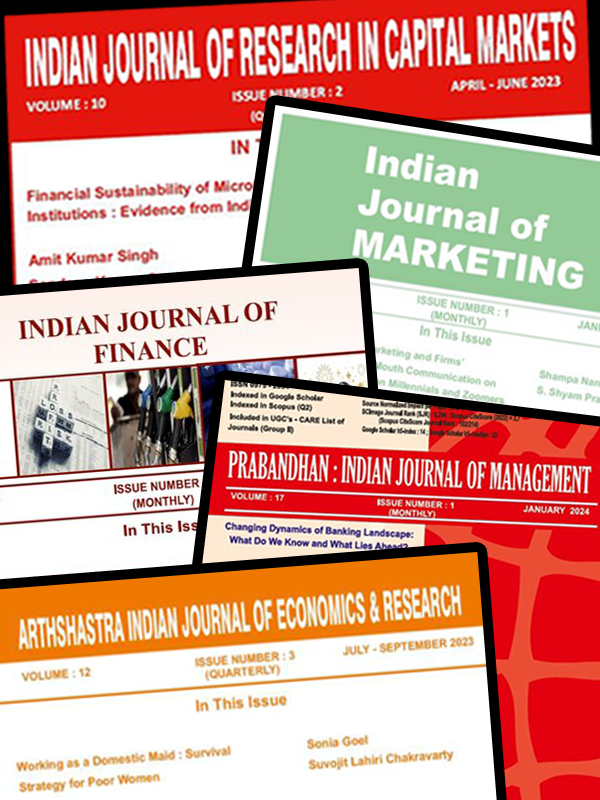 Indian Journal Of Marketing Finance Management Economics And Research And Research In Capital Markets Combo